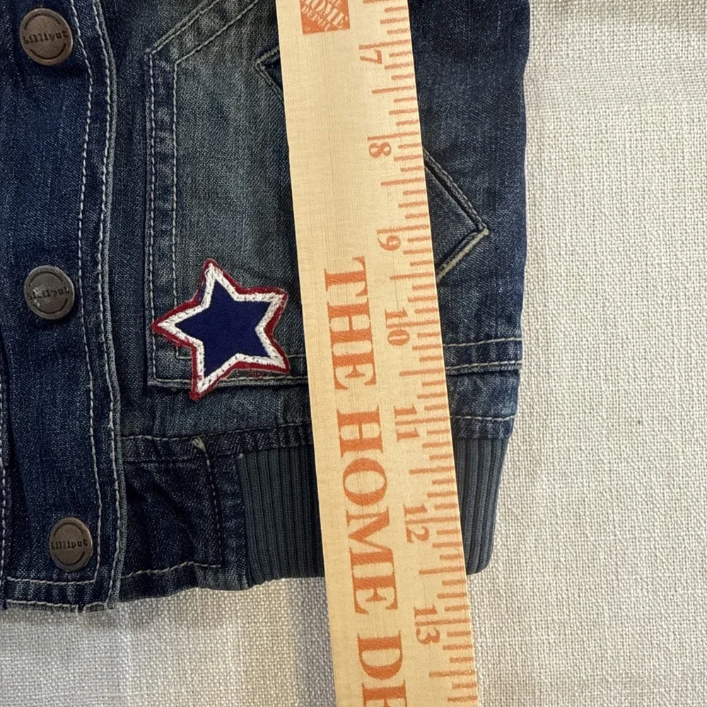 Liliput‎ Premium Boys Denim Jacket 9–12M Blue Patchwork Bomber Jean Coat